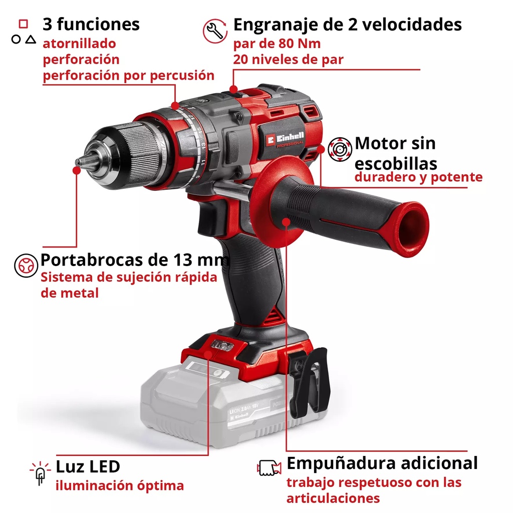 Taladro Percutor Inalambrico Einhell TP-CD 18/80